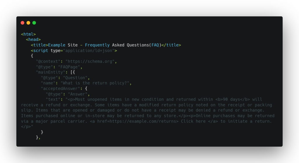structured data seo faq example